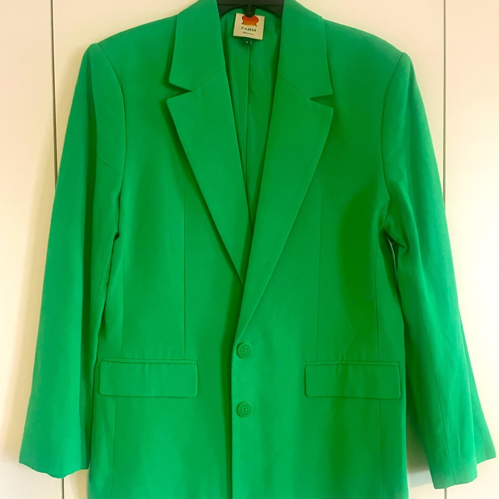 New with out tags Farm Rio Women Oversized Blazer Bright Green size S